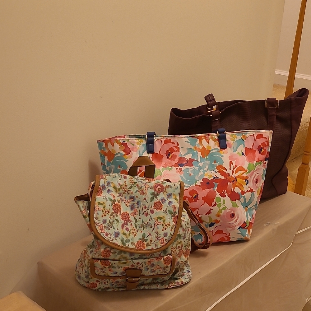 Floral Women's Backpack and Tote Set